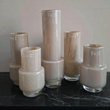 Beige taupe glazen vaasjes van DUTZ 5x beschikbaar voor biedingen