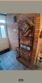 Vintage bamboe kapstok met spiegel en tegels, Antiek en Kunst, Ophalen