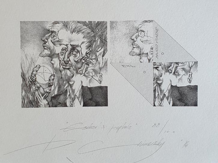 Exlibris / Ex libris P. Chinovsky,  Escher’s peephole, Antiek en Kunst, Kunst | Etsen en Gravures, Verzenden