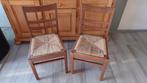 2 eiken stoelen, Huis en Inrichting, Stoelen, Ophalen, Riet of Rotan, Gebruikt, Twee