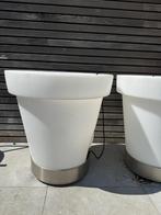 LED bloempot WIT, Ophalen, Kunststof, 40 cm of meer, Rond