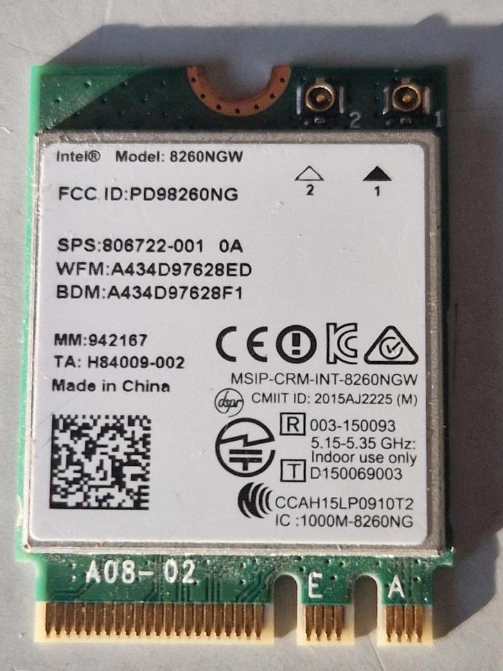 Intel Dual Band Wireless-AC 8260NGW - WiFi 5 M.2 Kaart, Computers en Software, Netwerkkaarten, Gebruikt, Intern, Ophalen of Verzenden