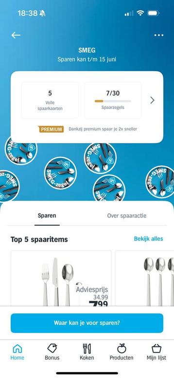 5 spaarkaarten SMEG AH beschikbaar voor biedingen