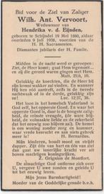 Wilhelmus A. Vervoort 1860 Schijndel + 1938 Schijndel, 78 jr, Verzenden