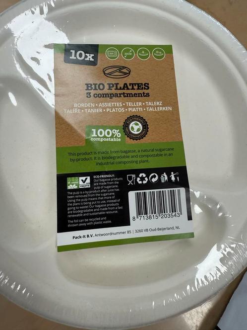 Bio Borden 3 Compartimenten - 10 stuks, Huis en Inrichting, Keuken | Keukenbenodigdheden, Nieuw, Ophalen of Verzenden