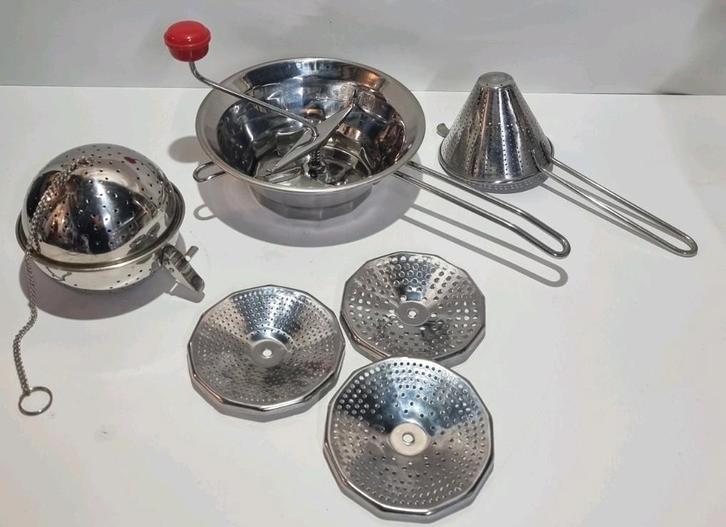 RVS passeerzeef, puntzeef en infuser, Huis en Inrichting, Keuken | Keukenbenodigdheden, Zo goed als nieuw, Ophalen of Verzenden