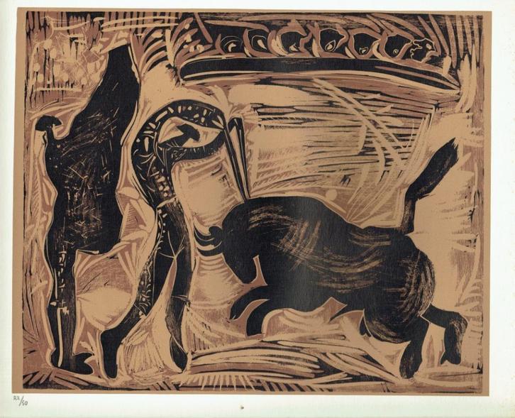 Picasso The Banderillas (Large) Linocut Genummerd, Antiek en Kunst, Kunst | Litho's en Zeefdrukken, Ophalen of Verzenden