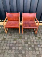 Stoelen 2 retro oude ikea stoelen., Ophalen, Gebruikt, Bruin, Leer