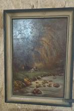 zoldervondst  schilderij van meisje met harp, Antiek en Kunst, Ophalen