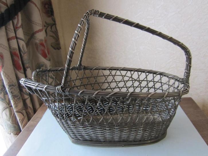 Vintage verzilverde geweven flesmand, Antiek en Kunst, Antiek | Keukenbenodigdheden, Verzenden