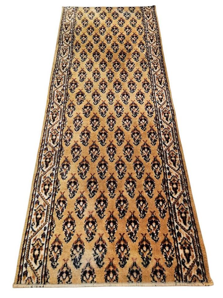 Vintage oosters wol vloerkleed loper Mir oker 63x158cm, Huis en Inrichting, Stoffering | Tapijten en Kleden, Gebruikt, 50 tot 100 cm