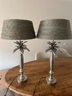 Palmboom Tafellampen | Set van 2 | Zilver + Rotan Look Kap, Ophalen of Verzenden, Zo goed als nieuw, Minder dan 50 cm
