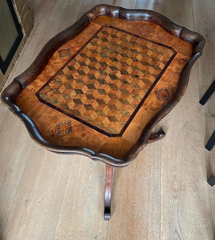 Antiek inleg dienblad bijzettafel, Antiek en Kunst, Antiek | Meubels | Tafels, Ophalen of Verzenden