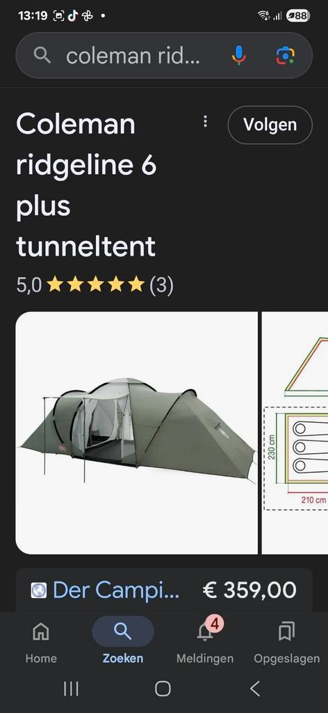 Coleman Rigdeline 6 plus, Caravans en Kamperen, Tenten, Zo goed als nieuw, Ophalen of Verzenden