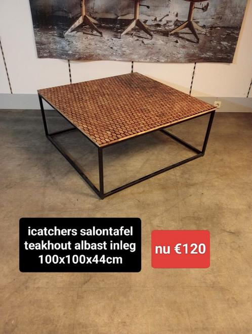 Nieuwe icatchers salontafel teakhout albast inleg €220, Huis en Inrichting, Woonaccessoires | Overige, Nieuw, Ophalen