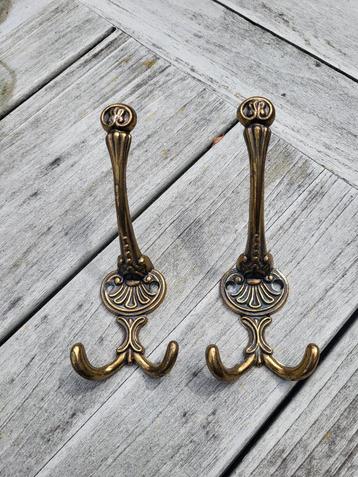 Vintage kapstokhaken messing 2 stuks beschikbaar voor biedingen