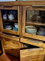 Sheesham  houten vitrine, Highboard . Hand gemaakt, Antiek en Kunst, Ophalen