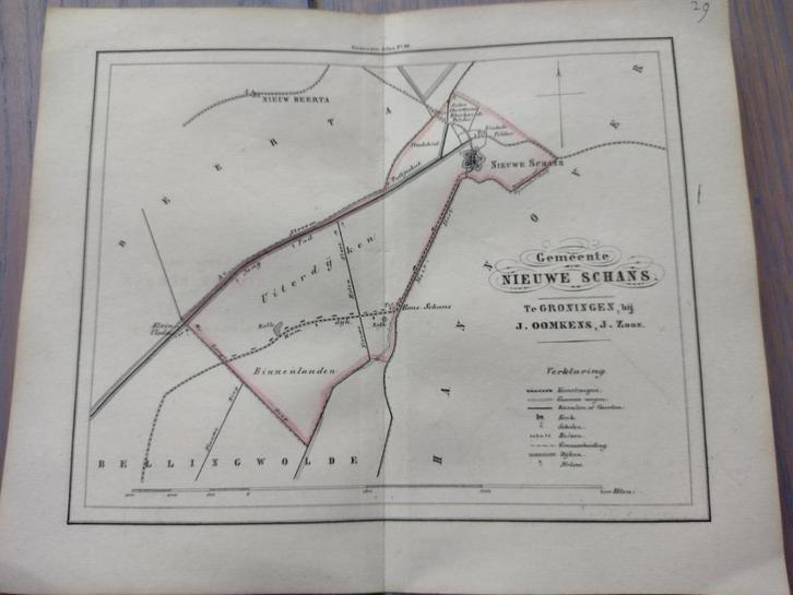 29 Nieuwe Schans Nieuw Beerta Tuttjeshut Klein Ulsda 1862, Antiek en Kunst, Kunst | Litho's en Zeefdrukken, Ophalen of Verzenden