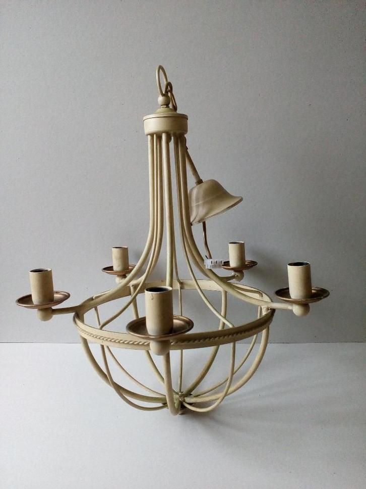 Kroonluchter/Hanglamp.Metaal.Brocante/Shabby chic, Huis en Inrichting, Lampen | Hanglampen, Zo goed als nieuw, 50 tot 75 cm, Metaal
