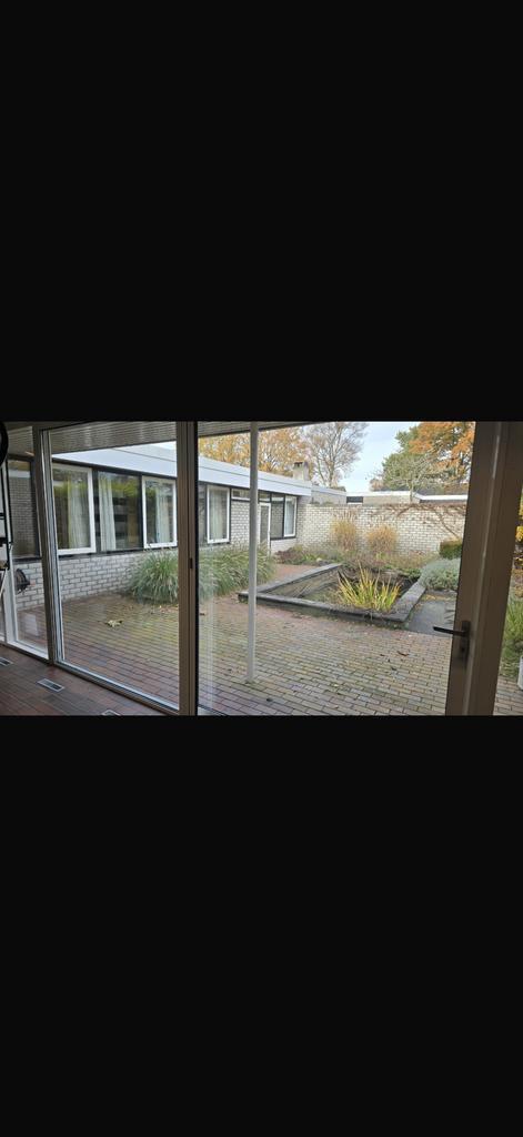 Dubbele Schuifpui kunststof Kozijnen + Hordeur, Doe-het-zelf en Verbouw, Deuren en Horren, Gebruikt, Buitendeur, 215 cm of meer