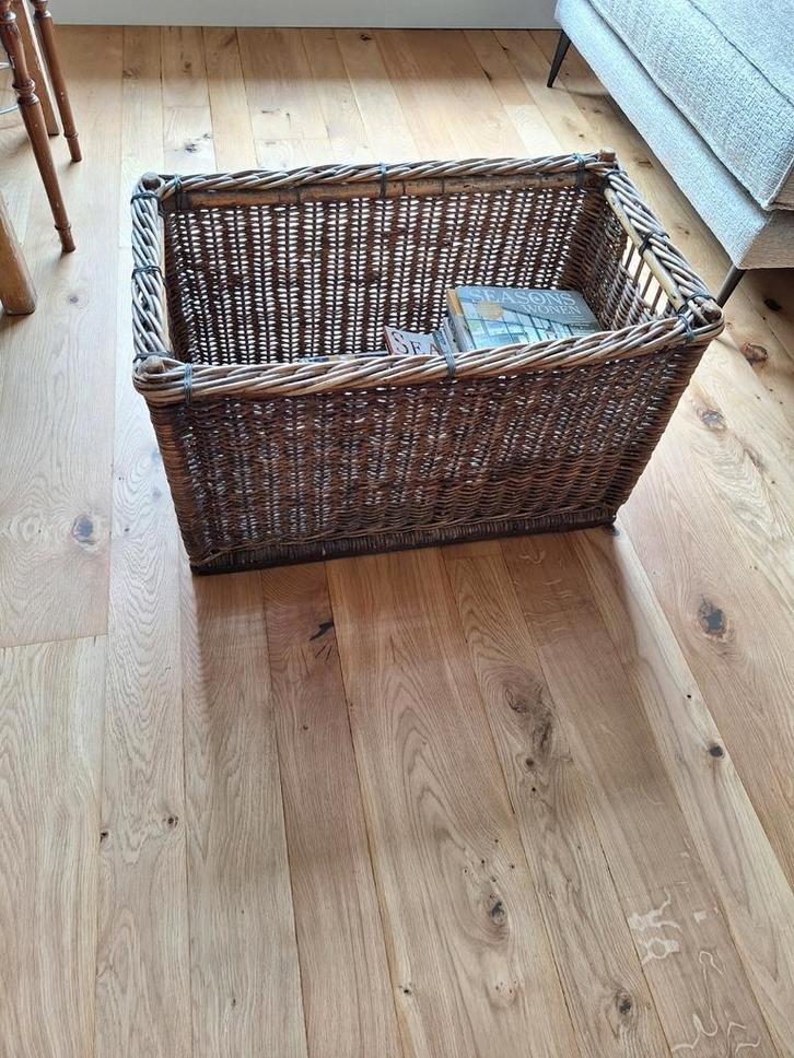 Vintage Rotan Mand - Opbergmand, Huis en Inrichting, Woonaccessoires | Kisten, Gebruikt, Minder dan 50 cm, Minder dan 50 cm, 50 tot 100 cm