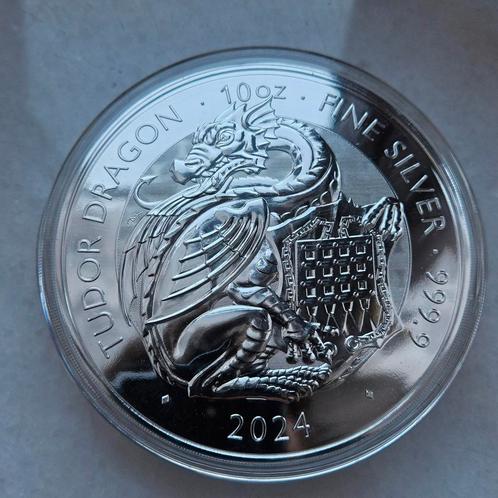 10 ounce tudors dragon 2024, Postzegels en Munten, Munten | Oceanië, Zilver, Ophalen of Verzenden