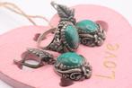 Vintage sieraden set ring met oorbellen verzilverd, Overige materialen, Ophalen of Verzenden, Zo goed als nieuw, 17 tot 18