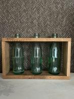 Coca-Cola Flessen in Houten Frame, Gebruikt, Ophalen of Verzenden, Glas, Minder dan 50 cm