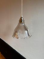 Vintage Franse holophane hanglamp lampenkap glas ribbel, Ophalen of Verzenden, Zo goed als nieuw, Glas, Minder dan 50 cm