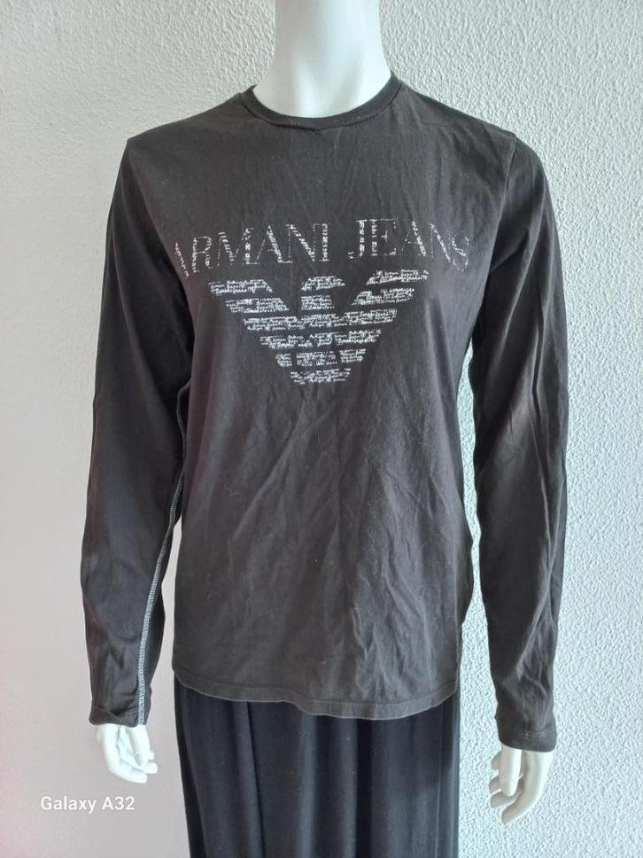 Longsleeve Armani T-shirt lange mouw grijs, maat L, Kleding | Heren, T-shirts, Gedragen, Maat 52/54 (L), Grijs, Ophalen of Verzenden