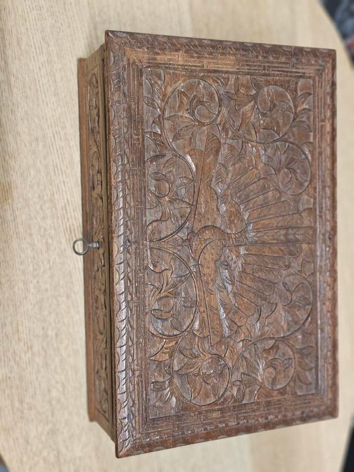 Houten Sieradendoos Handgesneden Vogel Motief, Antiek en Kunst, Antiek | Woonaccessoires, Ophalen