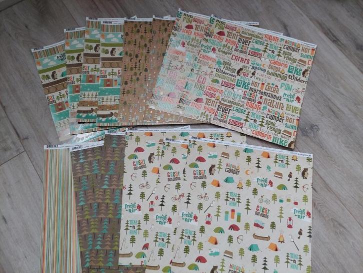 14 hele Scrapvellen Imaginisce Happy Camper plus restanten, Hobby en Vrije tijd, Scrapbooking, Nieuw, Ophalen