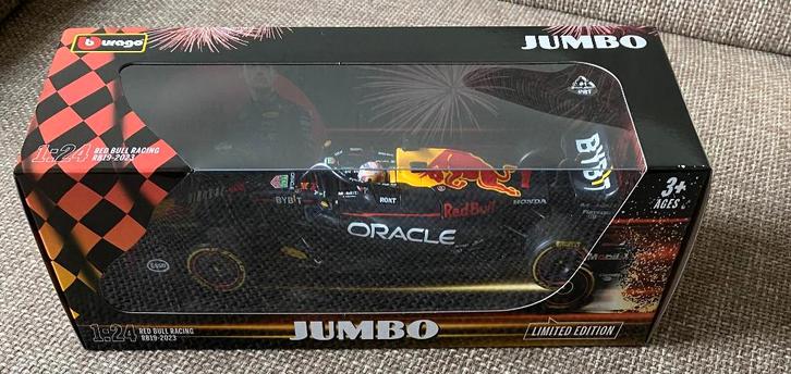 Max Verstappen 1:24 Jumbo RB19 2023 Race Auto, Hobby en Vrije tijd, Modelauto's | 1:24, Nieuw, Auto, Bburago, Ophalen of Verzenden