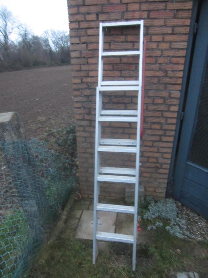 2-Delige aluminium uitschuifbare vlizo trap, Doe-het-zelf en Verbouw, Ladders en Trappen, Gebruikt, Ladder, 2 tot 4 meter, Opvouwbaar of Inschuifbaar