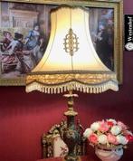 Groot tafellamp antiek staande lamp brons klassiek lampenkap, Ophalen of Verzenden, Metaal, Antiek / klassiek, 75 cm of meer