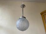 Modernistische Hanglamp Lamp art deco 1930 matglas Chroom, Ophalen of Verzenden