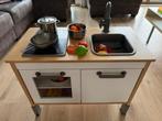 Speelgoedkeuken met pannetjes en fruit/eten, Ophalen, Gebruikt, Hout, Speelkeuken