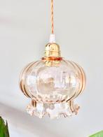 Vintage glazen lampenkap hanglamp lamp, Ophalen of Verzenden, Gebruikt