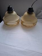 2 oude jaren 30 /40 glazen hanglampen, Huis en Inrichting, Lampen | Hanglampen, Ophalen of Verzenden, Gebruikt, Glas, Minder dan 50 cm
