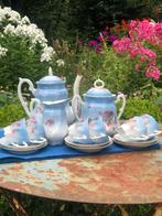 Limoges porseleinen thee koffie servies met pioenrozen, Antiek en Kunst, Antiek | Keramiek en Aardewerk, Ophalen of Verzenden