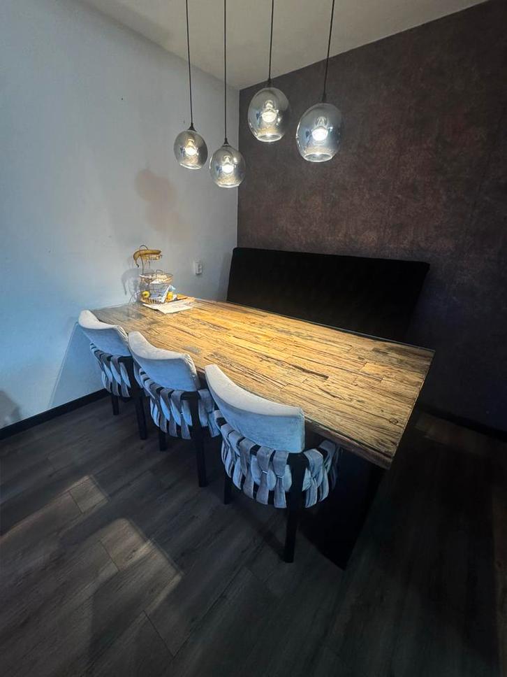 Eric kuster style meubelset, Huis en Inrichting, Stoelen, Zo goed als nieuw, Drie, Hout, Bruin, Ophalen