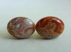 Vintage vergulde manchetknopen: natuursteen agaat cabochons, Ophalen of Verzenden, Zo goed als nieuw, Steen, Verguld
