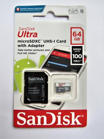 SanDisk Ultra micro SD kaart 64GB nieuw beschikbaar voor biedingen