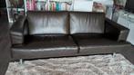 Bruine leren bank, Huis en Inrichting, Ophalen, Gebruikt, 75 tot 100 cm, Modern