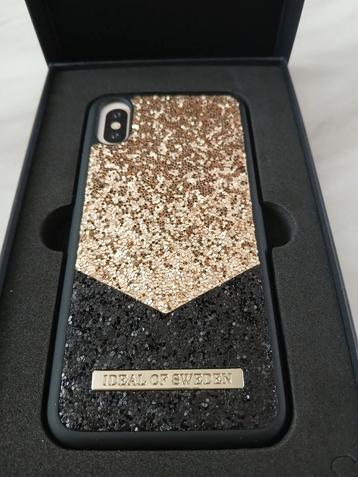 Mooie luxe Iphone X/XS hoesje met zwart en goud glitters! beschikbaar voor biedingen