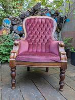Barok vintage fauteuil, rode fluwelen fauteuil antiek, Huis en Inrichting, Fauteuils, Ophalen, Gebruikt, Vintage, 75 tot 100 cm