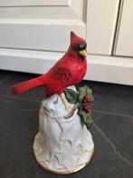 Porseleine kerstbel, tafelbel kardinaalvogel en hulst,nieuw, Ophalen of Verzenden, Nieuw