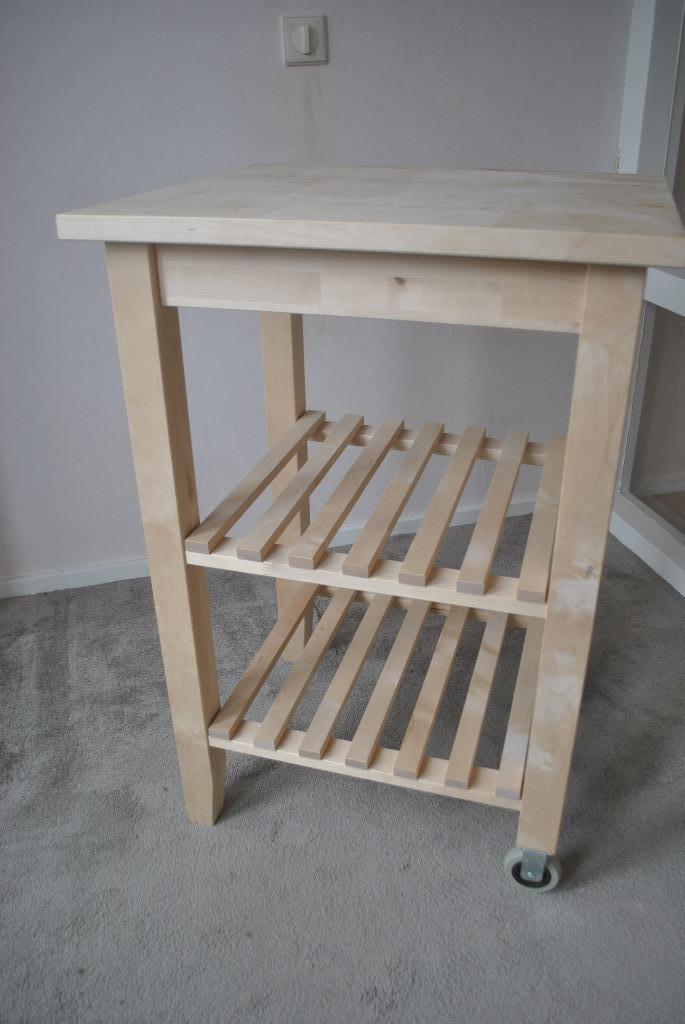 Keukentrolley, hout, Huis en Inrichting, Keuken | Keukenelementen, Gebruikt, Minder dan 100 cm, 50 tot 100 cm, 25 tot 50 cm, Overige kleuren