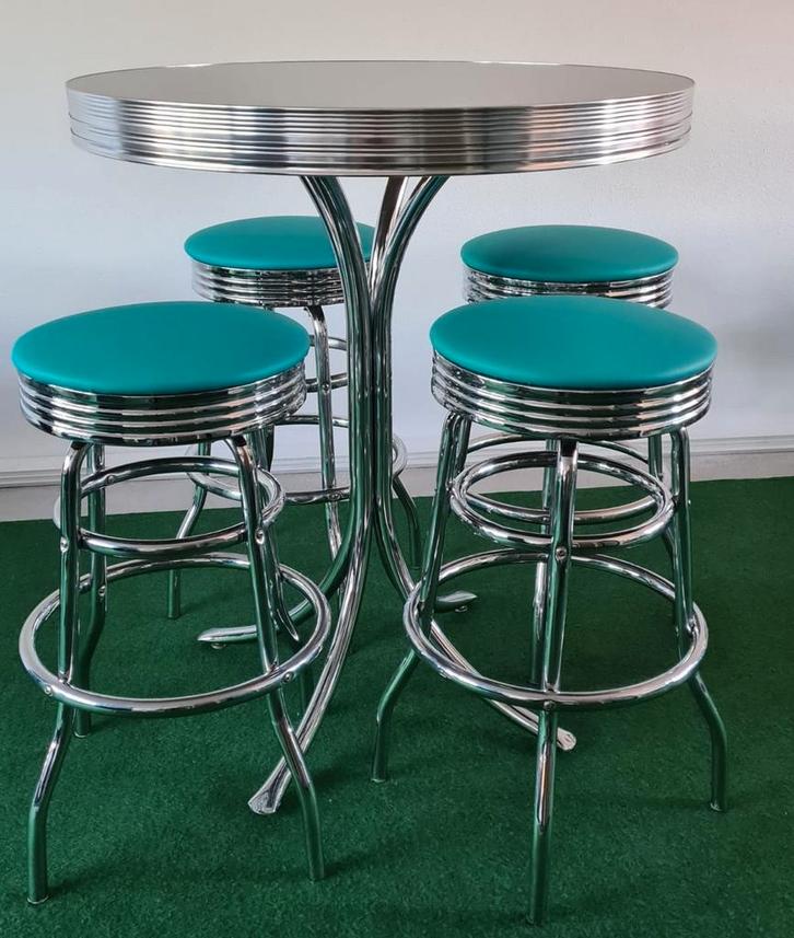 FIFTIES SIXTIES AMERIKAANSE BEL AIR BARKRUKKEN MET BARTAFEL, Huis en Inrichting, Barkrukken, Zo goed als nieuw, 60 tot 90 cm, Metaal