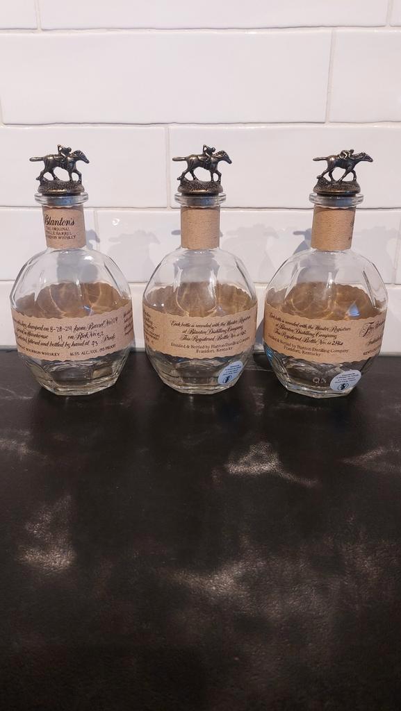 3 Lege Blanton's Flessen - Stopper O, O, N, Antiek en Kunst, Antiek | Glas en Kristal, Ophalen of Verzenden